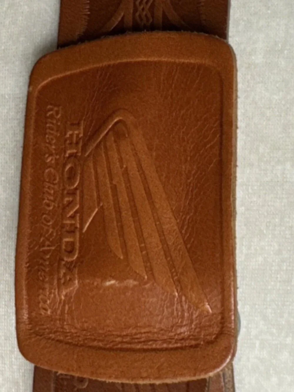 RARE Vintage Honda Rider’s Club of America Brown Leather Belt